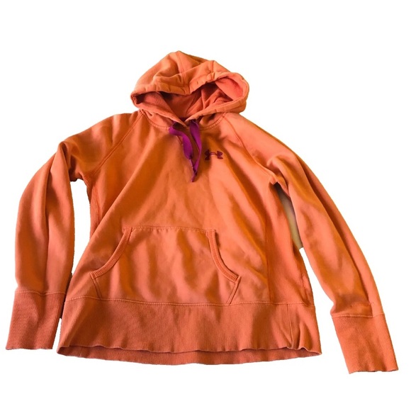Under Armour Storm Loose Sweatshirt Hoodie Orange Pink Logo Pullover M - Picture 8 of 16